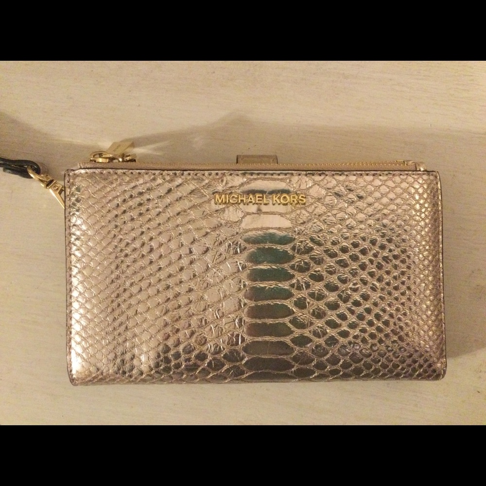 Michael Kors Snake Skin Wristlet Rose Gold